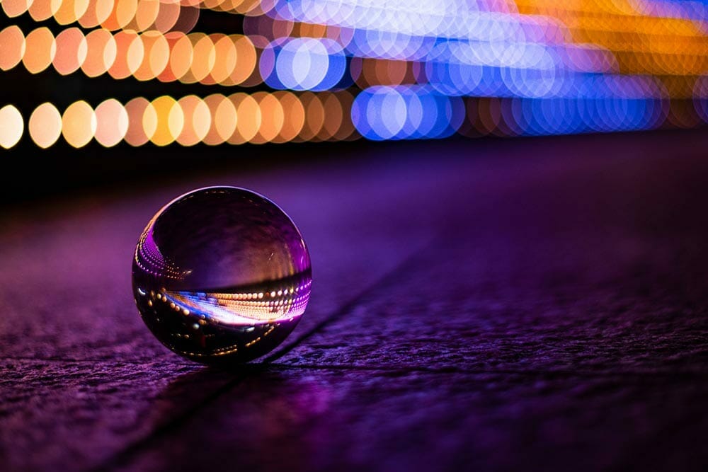 lens ball with colorful blur background